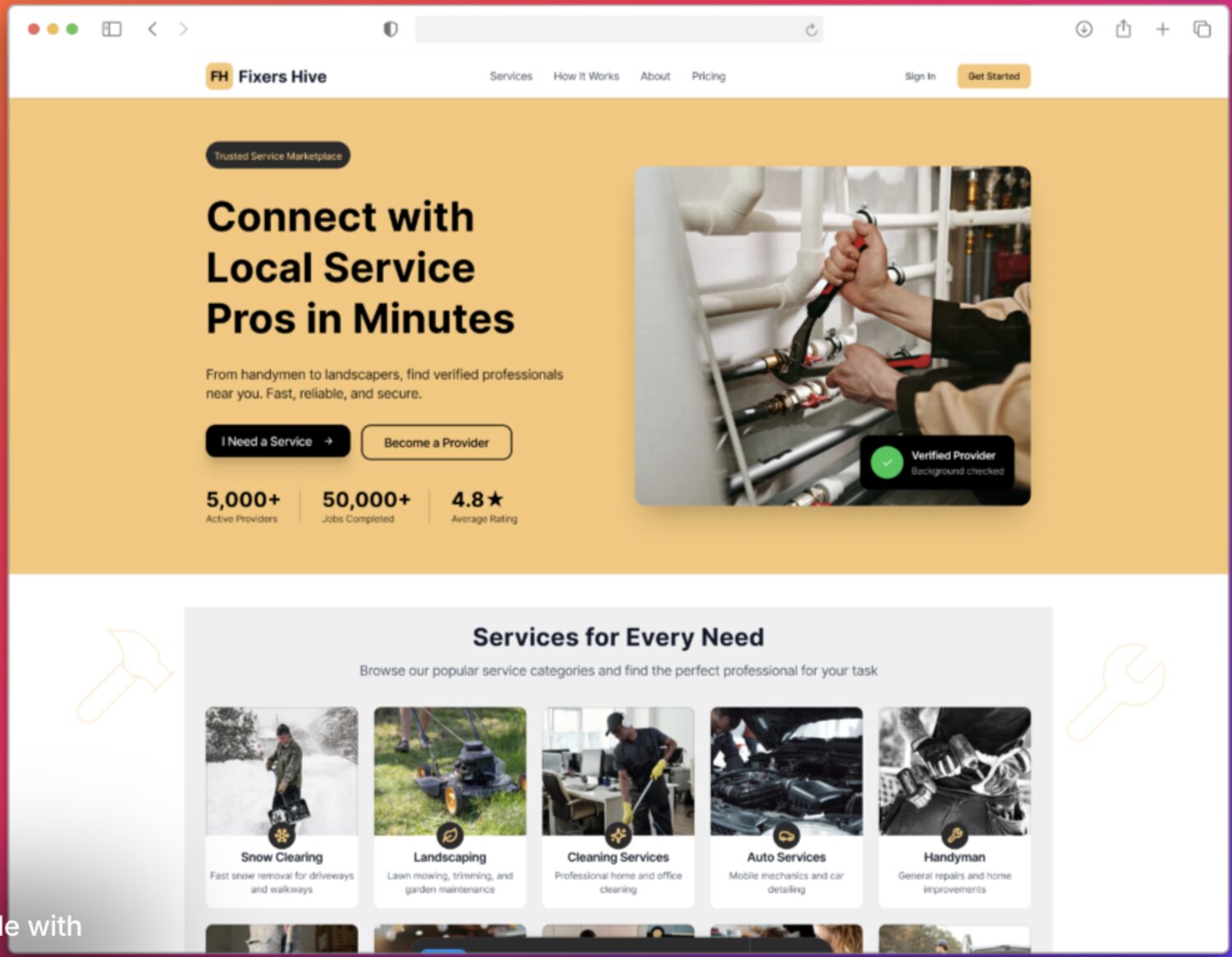 FixersHive website preview